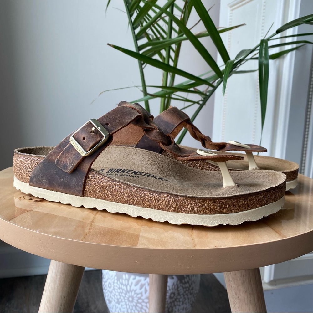 Birkenstock Gizeh Braided Cognac Leather Sandal